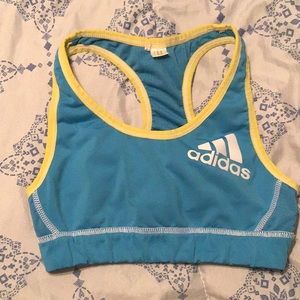 Yellow blue adidas sports bra